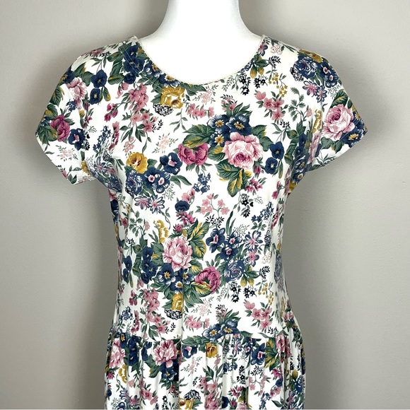 Vintage 90s Casual Corner Floral Print Dress Medium - Picture 3 of 7